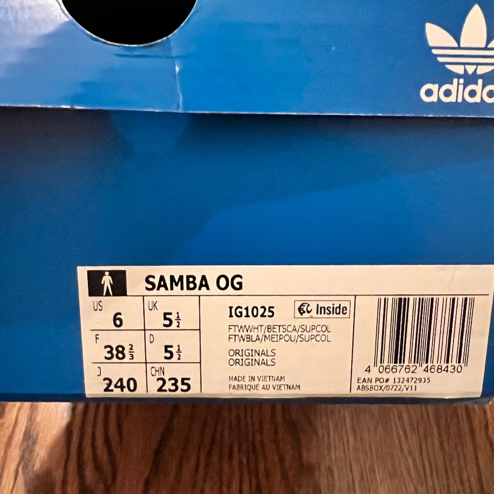 NWT Adidas Samba OG red/grey/white - Picture 6 of 6